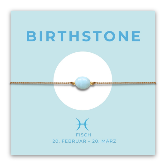 Geburtsstein Armband März für Fische mit echtem Aquamarin