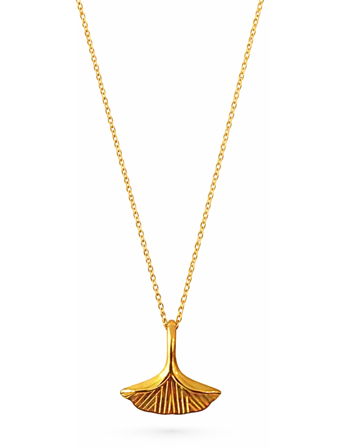 Gold Kette mit Anhänger - Gingko