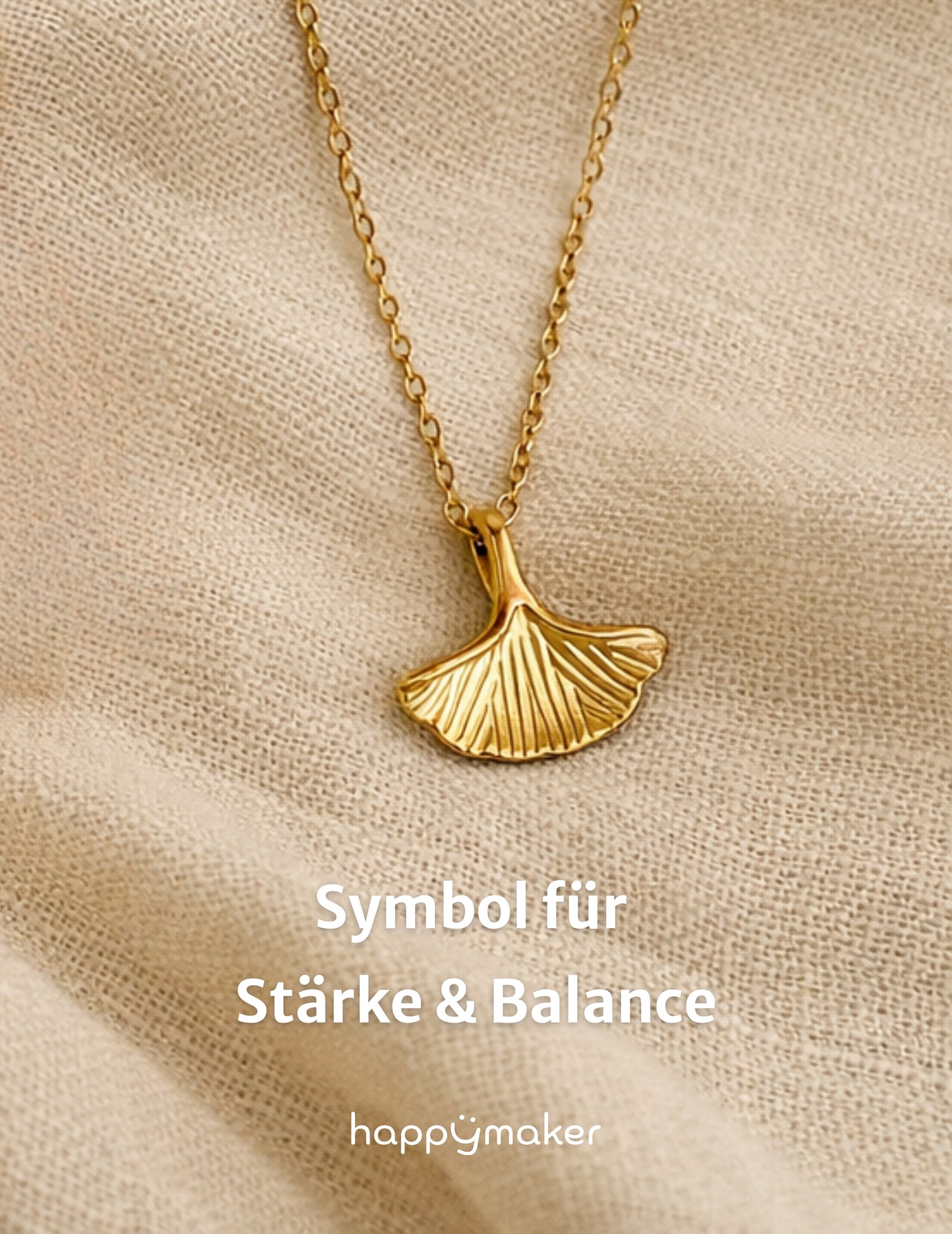 Gold Kette mit Anhänger - Gingko