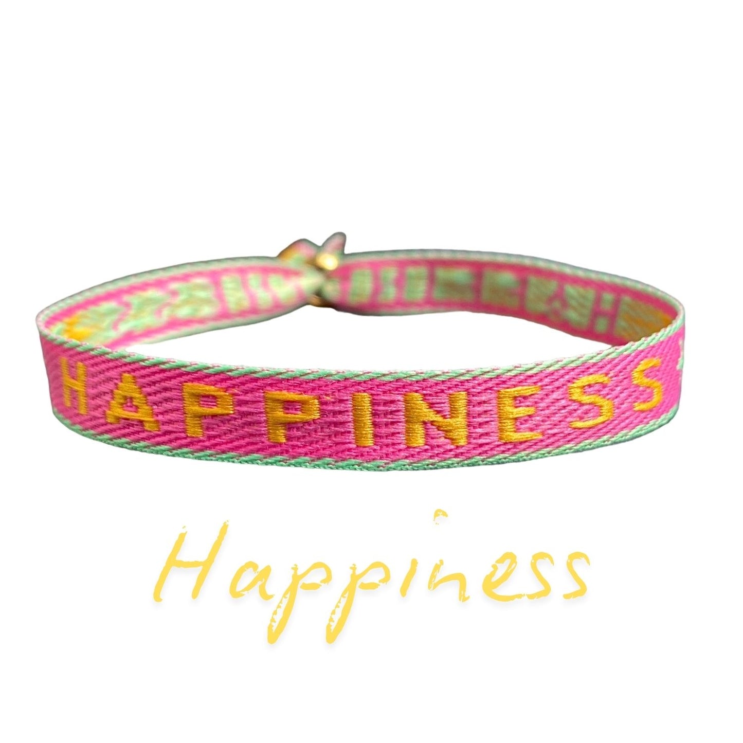 happymaker Stoffarmband mit Statement - Happiness