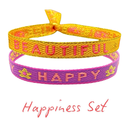 Statement Armbänder Set - Live ist Beautiful & Happy