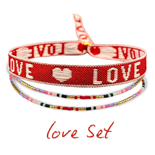 Boho Armbänder Set - Love mit Perlenarmbänder