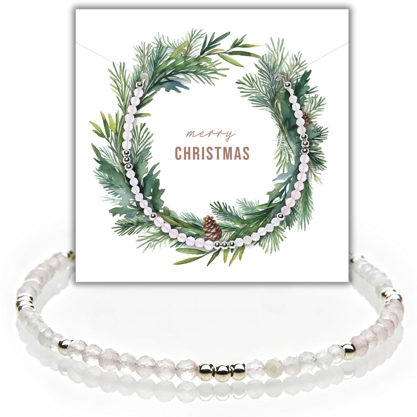 Mondstein & Rosenquarz Armband - Weihnachtsgeschenk
