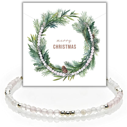 Mondstein & Rosenquarz Armband - Weihnachtsgeschenk