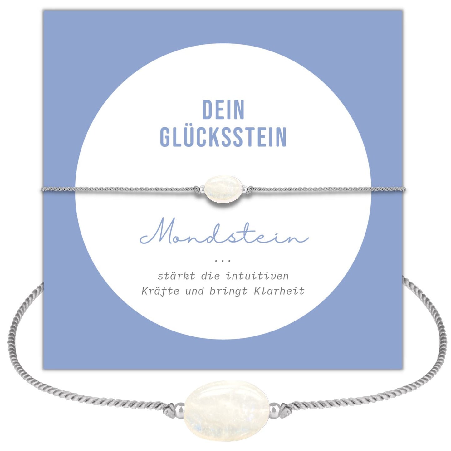 mondstein armband mit silber perlen und geschenkkarte