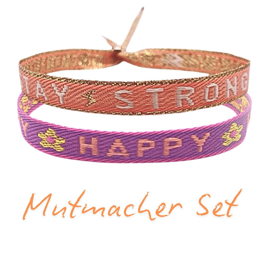 Statement Armbänder Set - Mutmacher Stay Strong & Happy