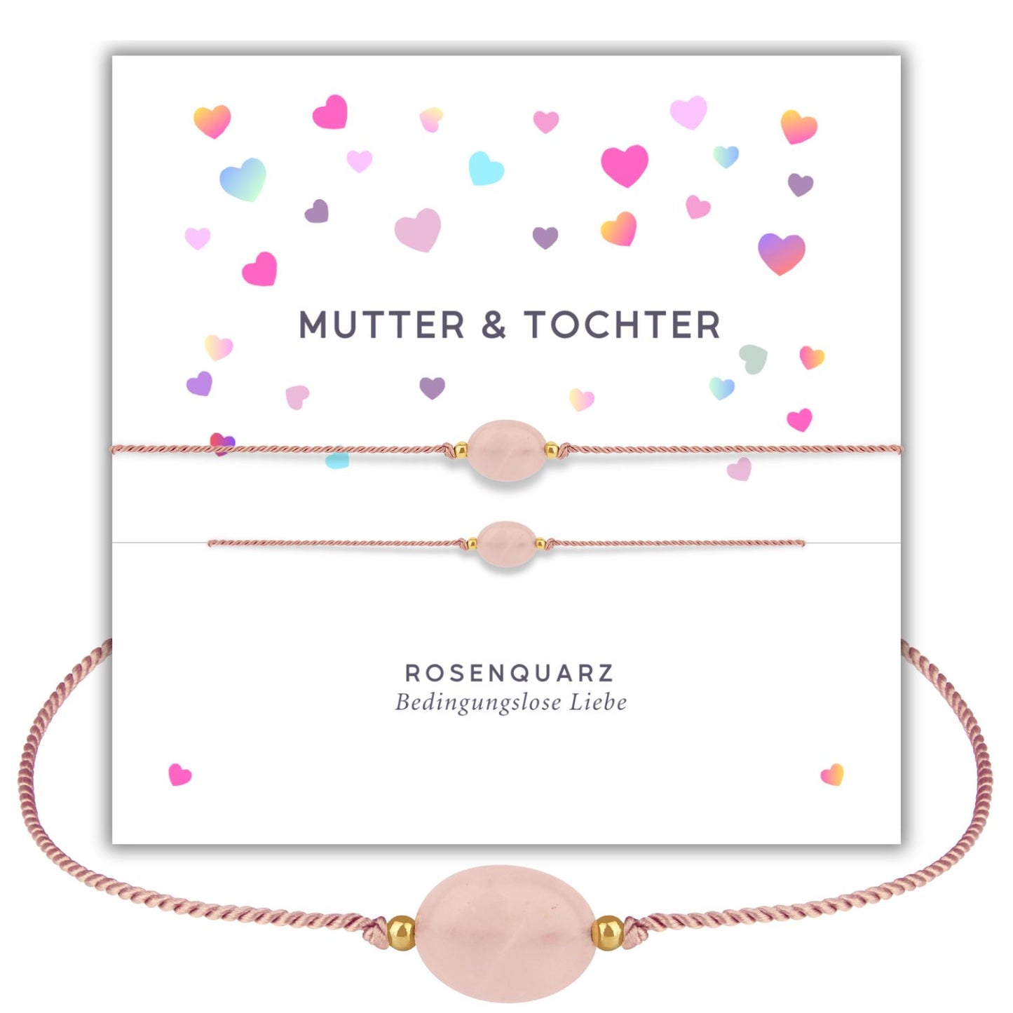 mutter und kind armband rosenquarz armband set 