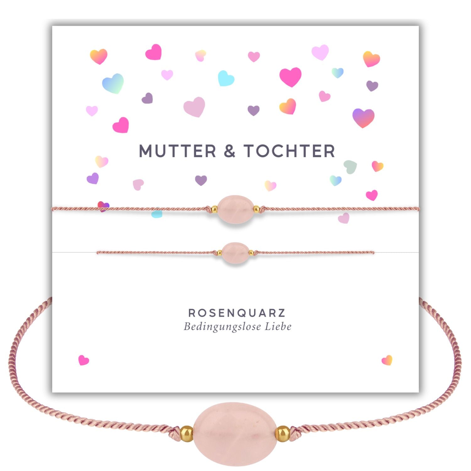 mutter und kind armband rosenquarz armband set 