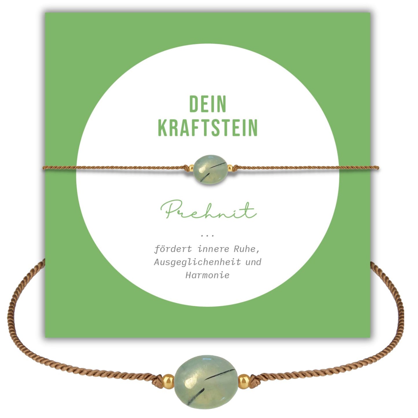 prehnit edelstei  armband mit geschenkkarte