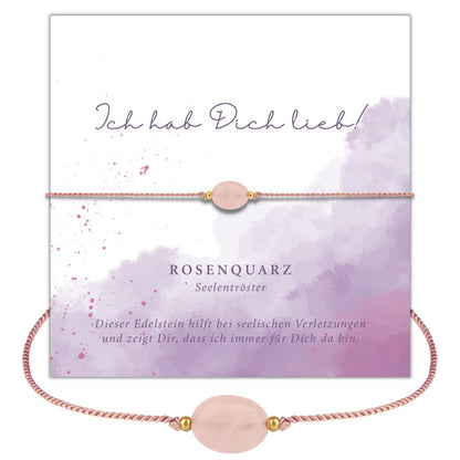 rosenquarz armband mit geschenkkarte