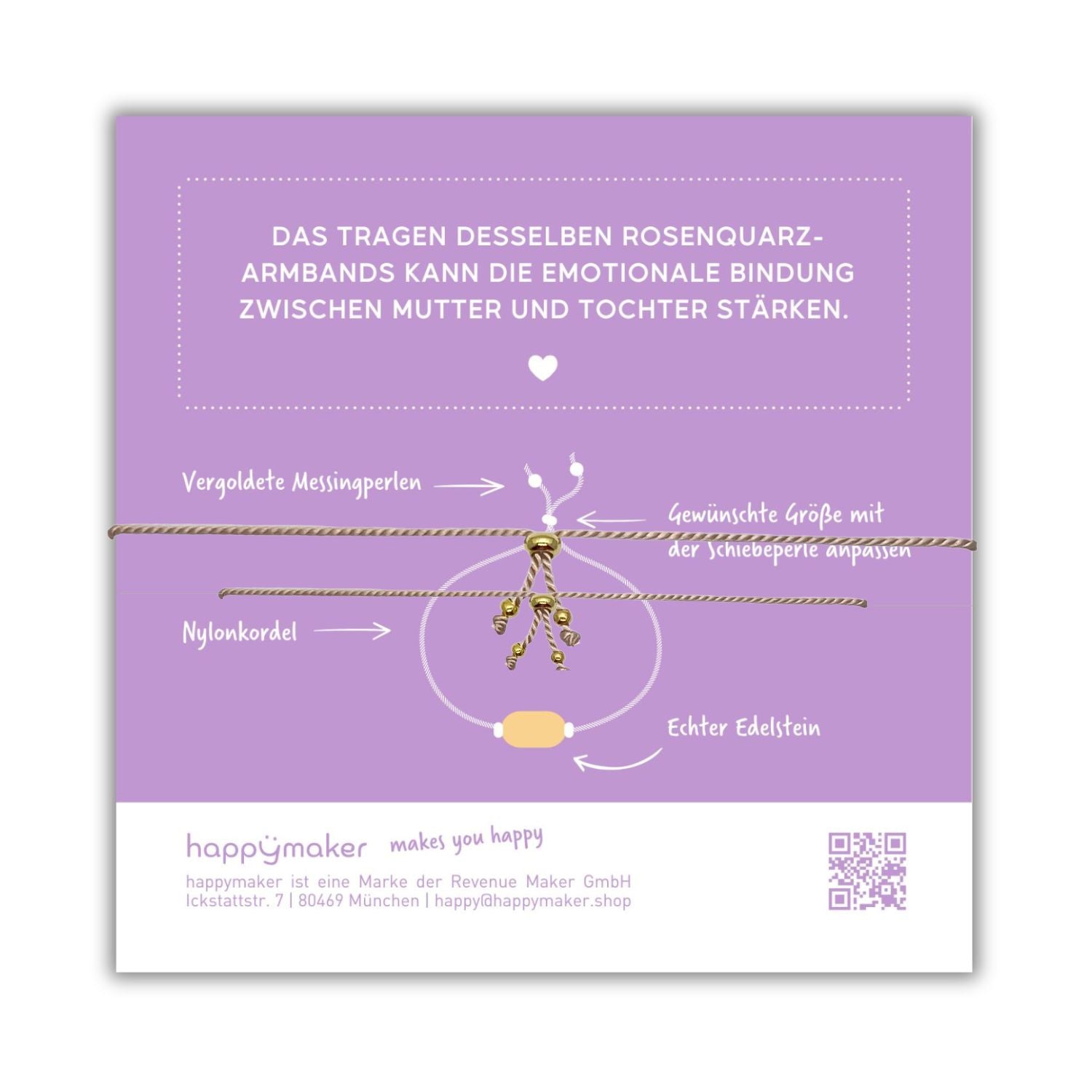 Mutter Tochter Armband Set mit Rosenquarz