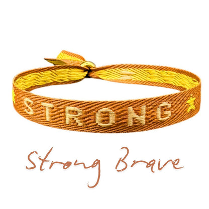 happymaker Stoffarmband mit Statement - Strong Brave