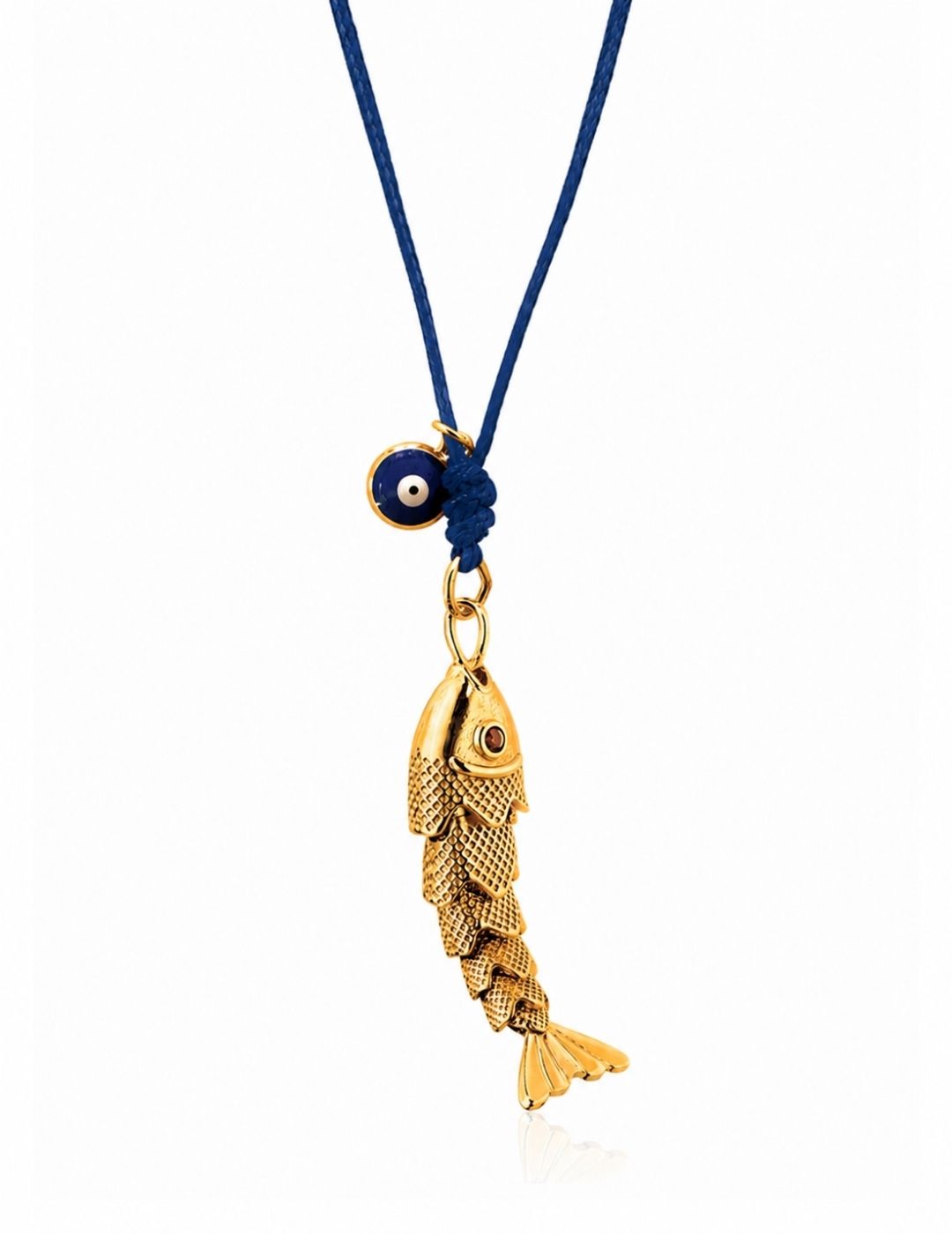 Blaue Kette mit beweglichen Fisch Anhänger in gold