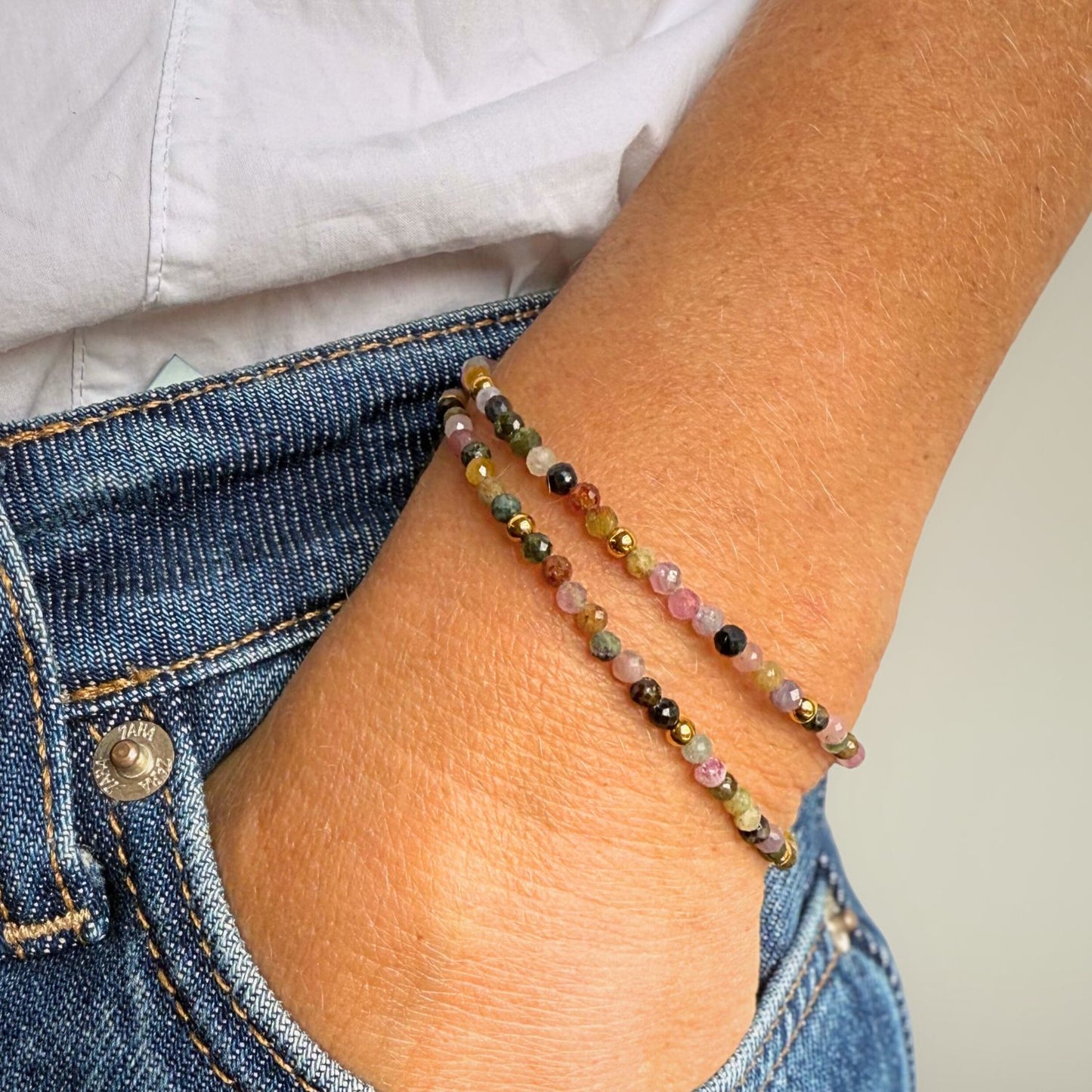 Turmalin bunt Perlenarmband -  Dein Stein für Leichtigkeit und Lebensfreude