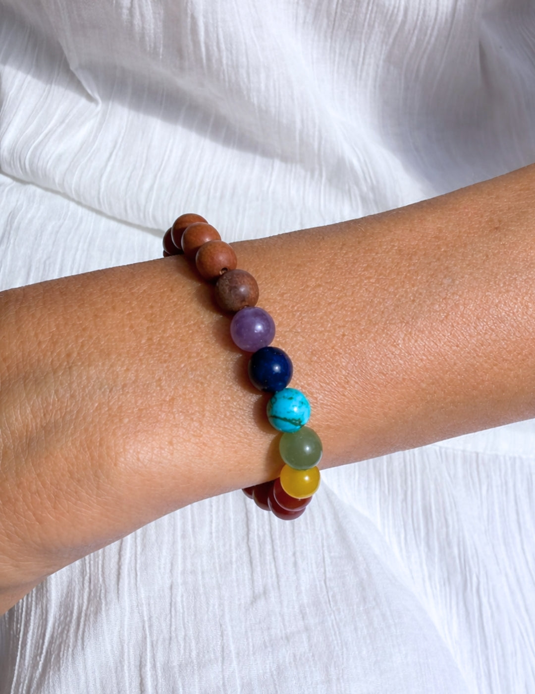 Chakra Armband mit Sandelholz