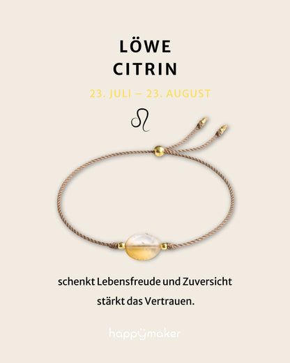 Geburtsstein Armband August Löwe mit echtem Citrin