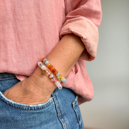 Edelstein Perlenarmband - Aquamarin und Jade