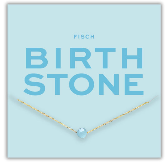 Geburtsstein Kette März aus vergoldetem Sterling Silber mit Aquamarin für Sternzeichen Fische