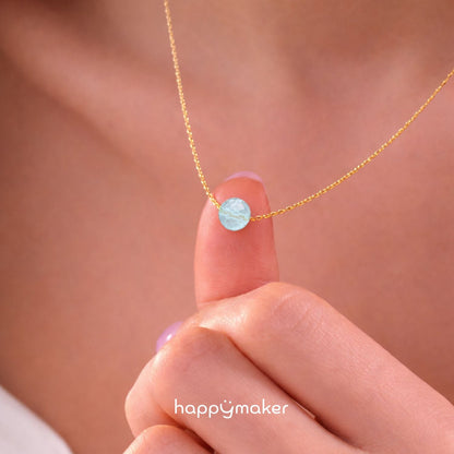 Geburtsstein Kette März mit Aquamarin in vergoldetem Sterling Silber für Fische