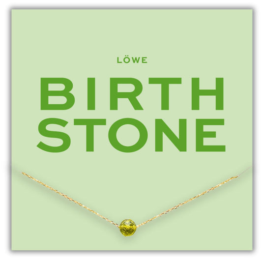 Vergoldete Geburtsstein Kette mit grünem Peridot für Sternzeichen Löwe im August