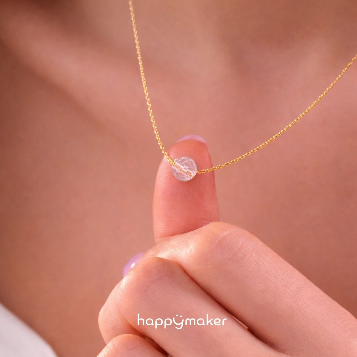 Geburtsstein Kette Mai vergoldetes Sterling Silber mit Rosenquarz für Stier