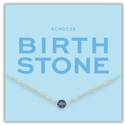Geburtsstein Kette Dezember aus vergoldetem Silber mit blauem Topas für Schütze