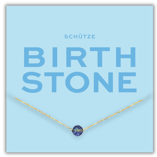 Geburtsstein Kette Dezember aus vergoldetem Silber mit blauem Topas für Schütze