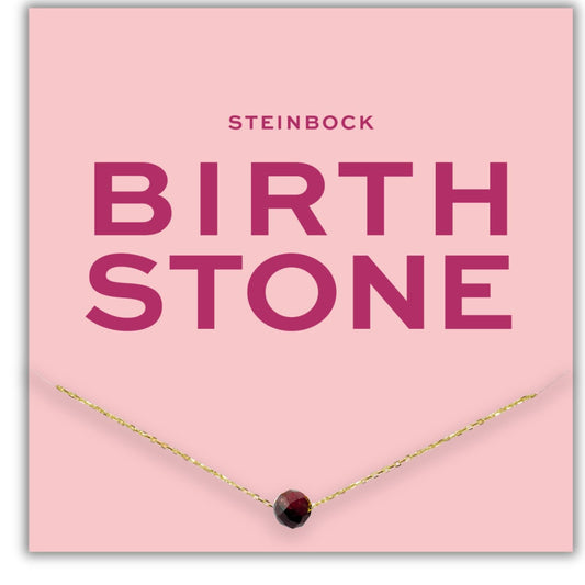 Geburtsstein Kette Januar Steinbock vergoldetes Silber mit Granat Edelstein