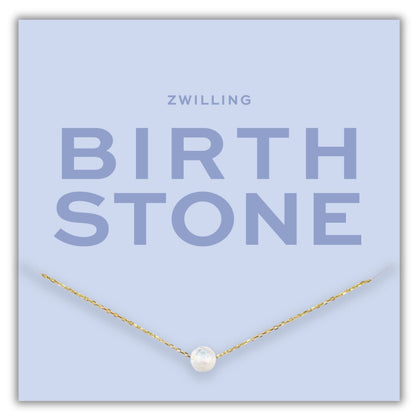 Geburtsstein Kette Juni Zwilling vergoldetes Silber mit Mondstein elegant und bedeutungsvoll