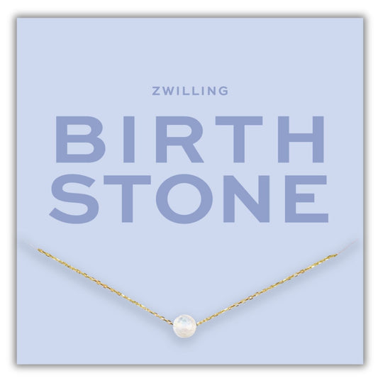 Geburtsstein Kette Juni Zwilling vergoldetes Silber mit Mondstein elegant und bedeutungsvoll