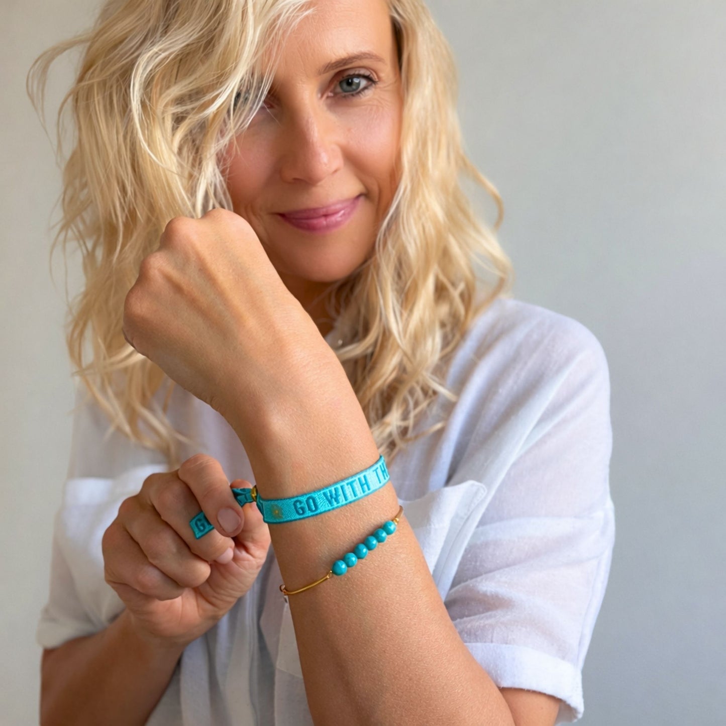 Edelstein-Armreif Gold mit Türkis Edelsteinen