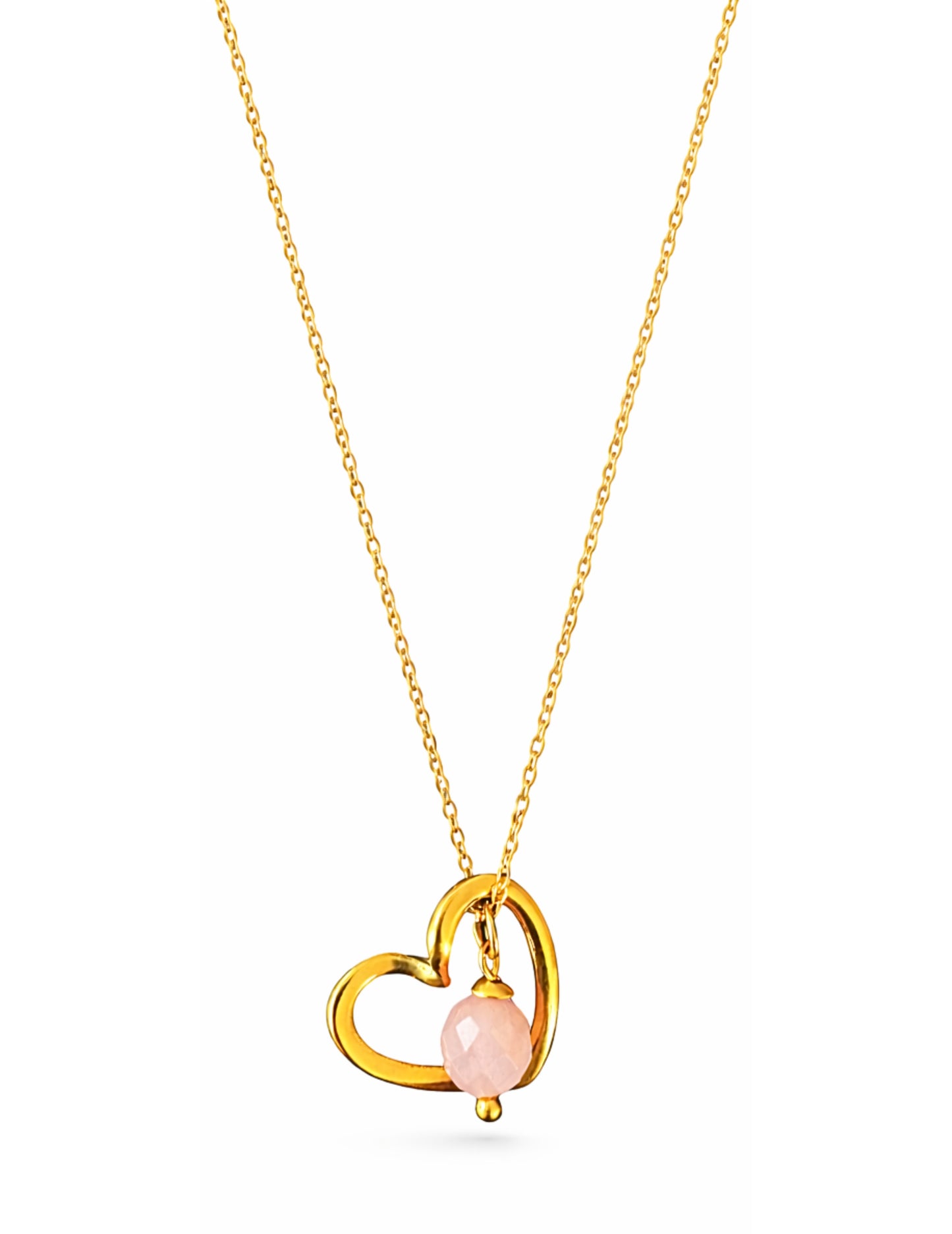 Gold Kette mit Anhänger - Herz & Mondstein