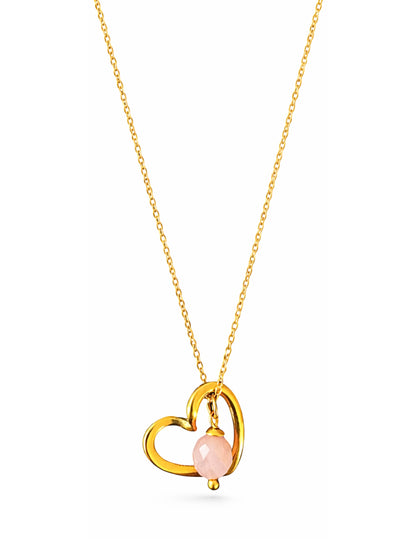 Gold Kette mit Anhänger - Herz & Mondstein