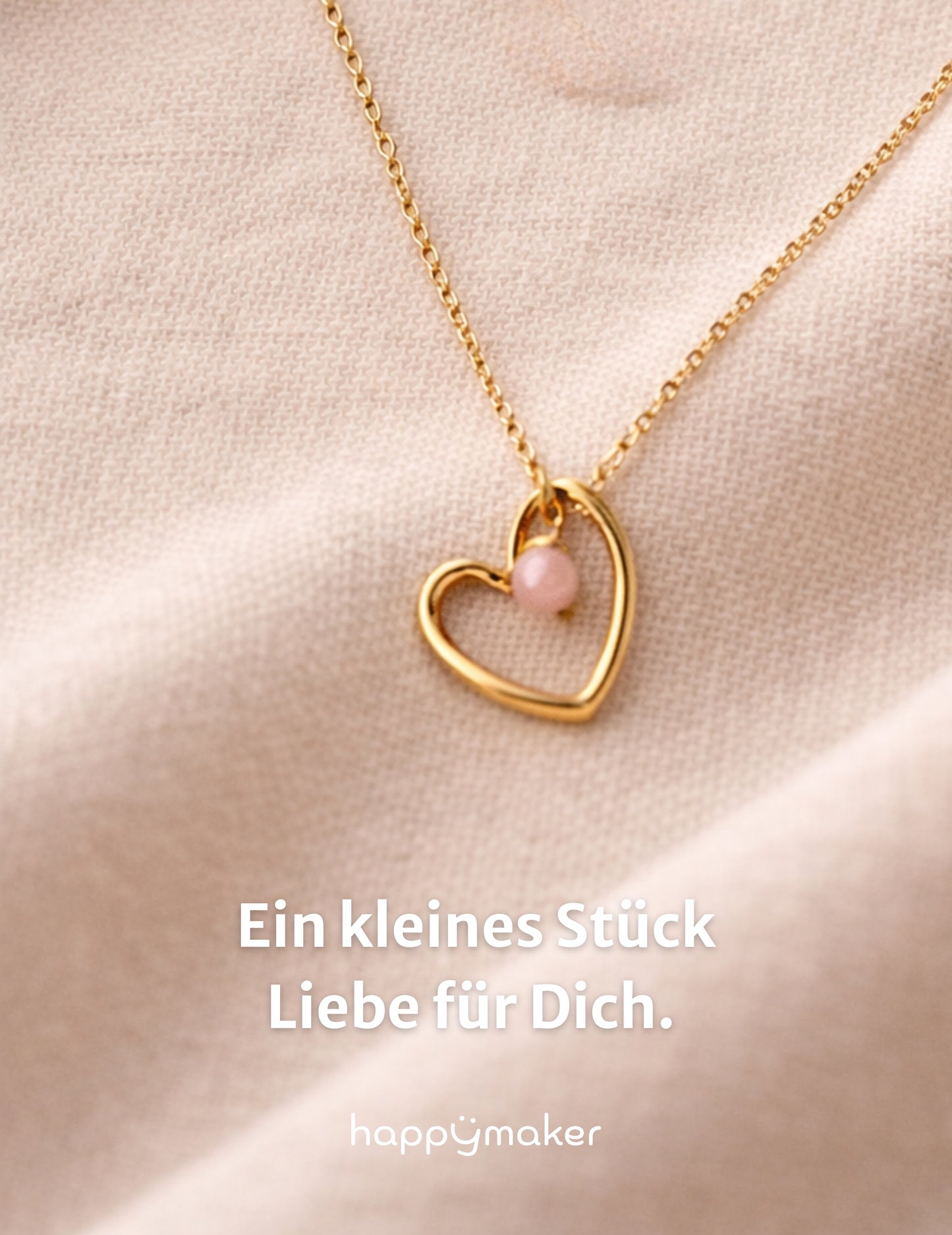 Gold Kette mit Anhänger - Herz & Mondstein