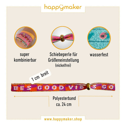 Statement Armband bunt - Good Vibes