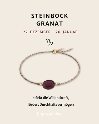 Geburtsstein Armband Januar für Steinbock mit echtem Granat