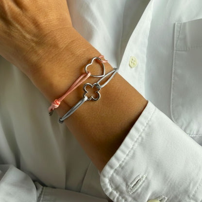 Armband mit Anhänger grau - 925 Sterling Silber Herz