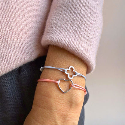 Armband mit Anhänger grau - 925 Sterling Silber Kleeblatt