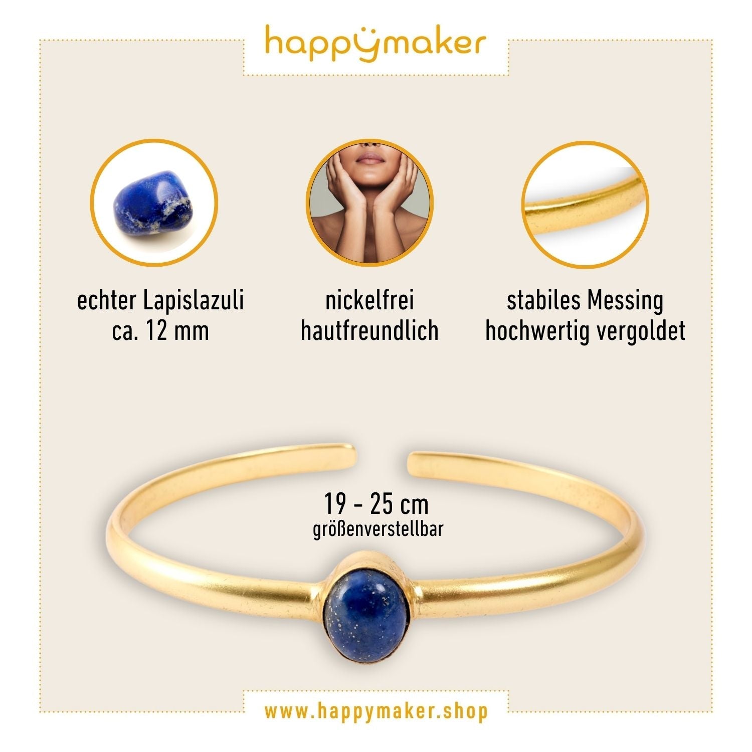 Armreifen vergoldet mit Lapislazuli