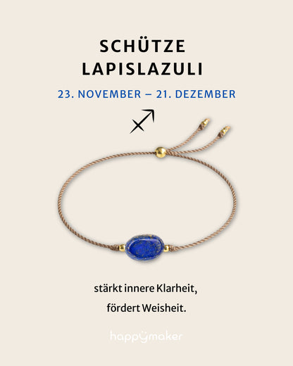 Geburtsstein Armband Dezember Schütze mit echtem Lapislazuli