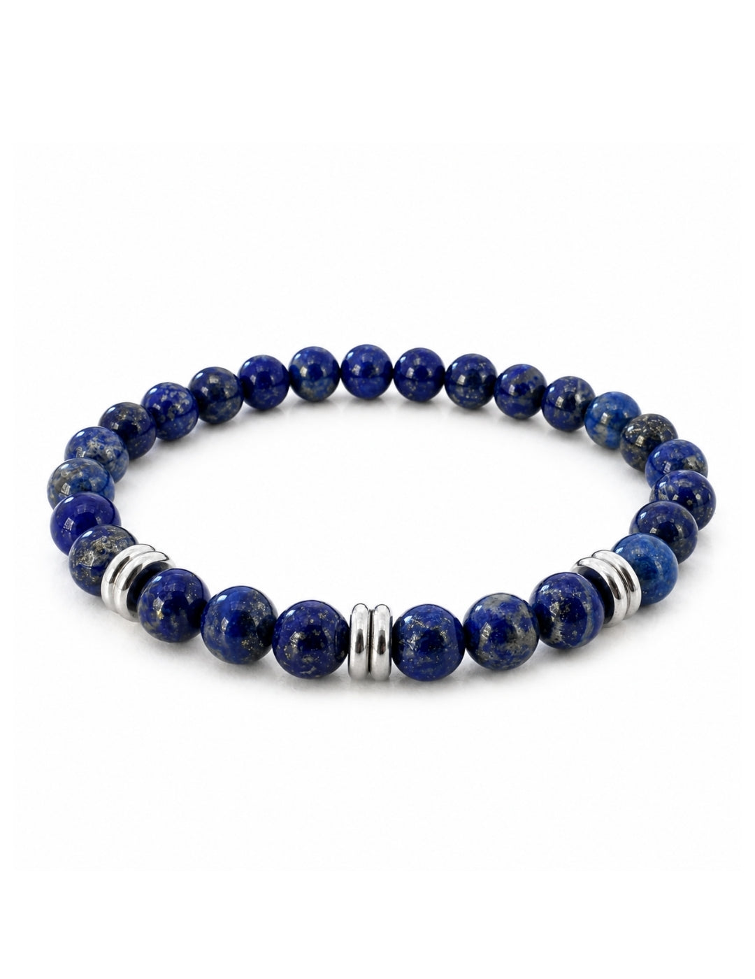 Männerarmband Lapislazuli 8 mm mit Edelstahl