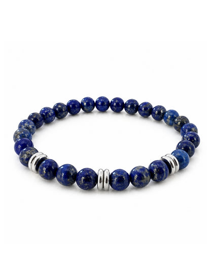 Männerarmband Lapislazuli 8 mm mit Edelstahl