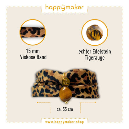 Wickelarmband und Halskette mit Leoparden Muster und Tigerauge