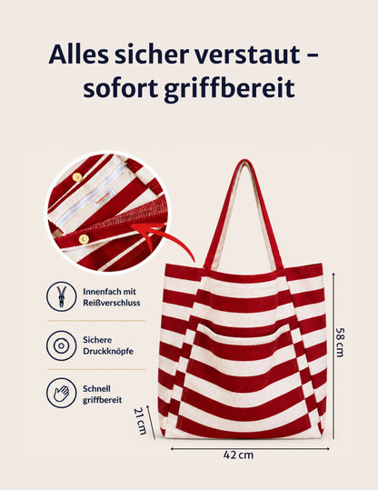 Badetasche XXL - rot weiss gestreift