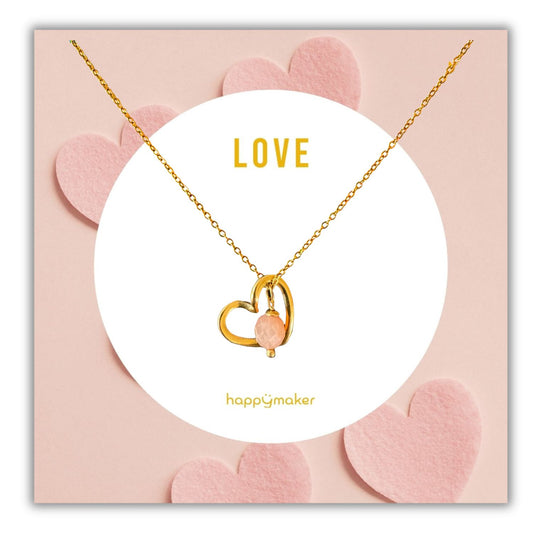 Gold Kette mit Anhänger - Herz & Mondstein