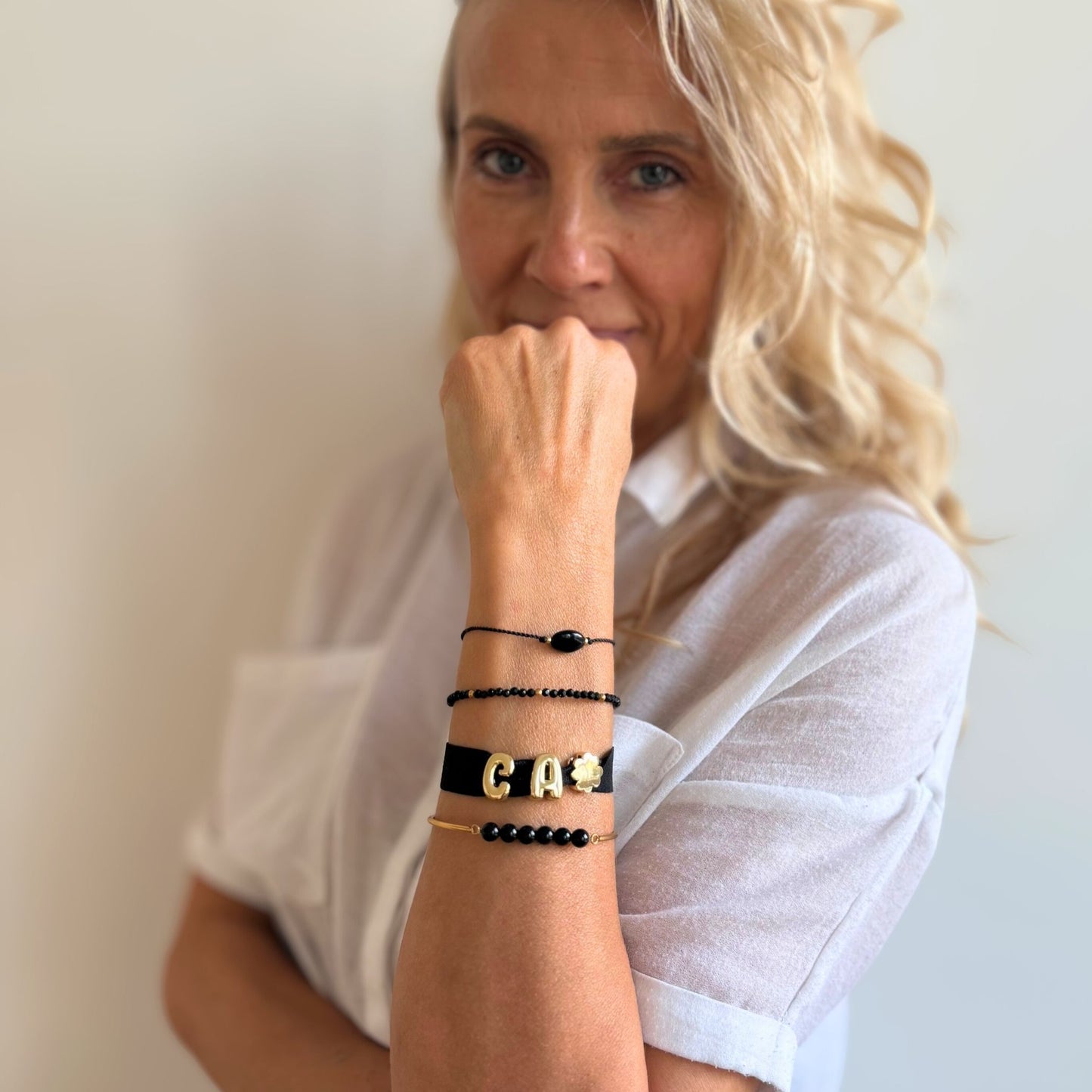 Edelstein-Armreif Gold mit Turmalin Perlen