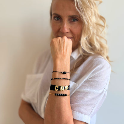 Edelstein-Armreif Gold mit Turmalin Perlen