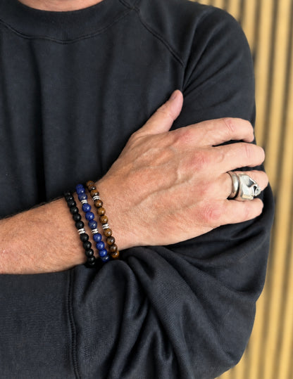 Männerarmband Lapislazuli 8 mm mit Edelstahl