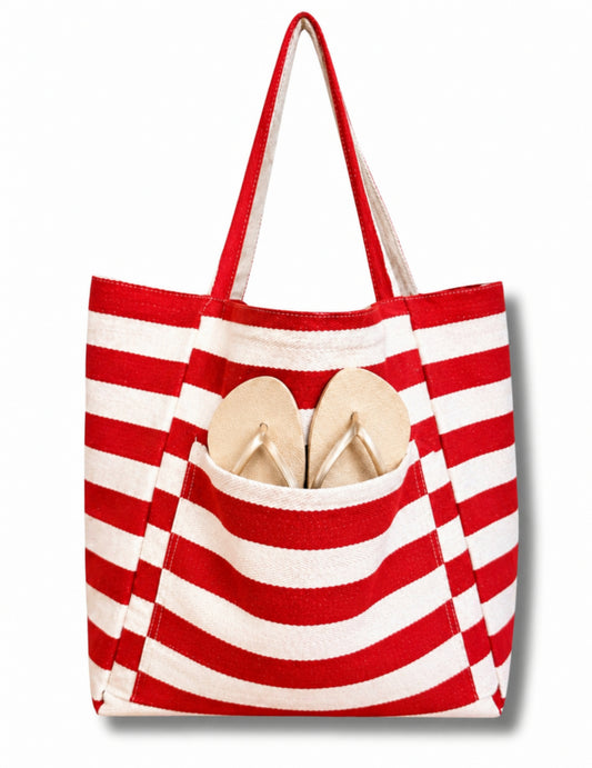 Badetasche XXL - rot weiss gestreift