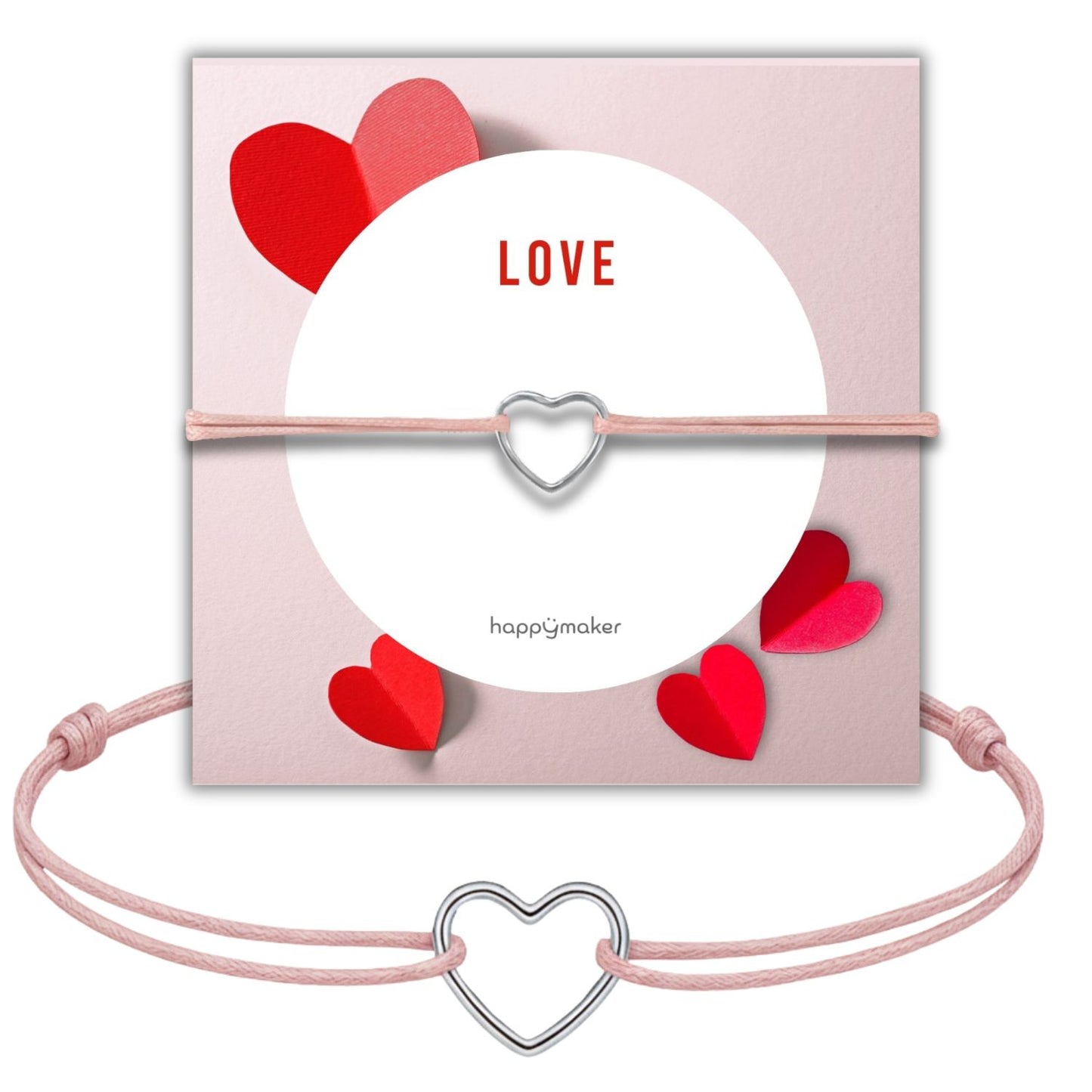 Armband mit Anhänger rosa - 925 Sterling Silber Herz